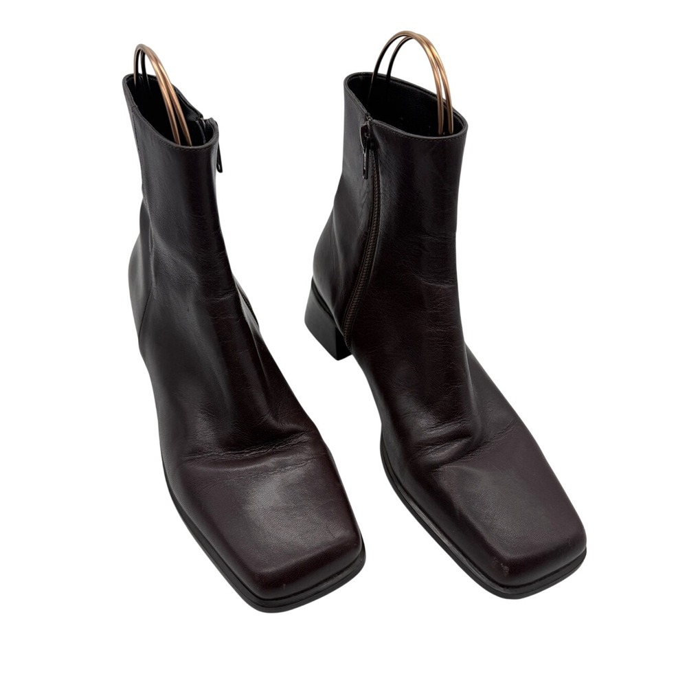 Gianni Bini Dark Brown Maroon Square Toe Ankle Boot 8M